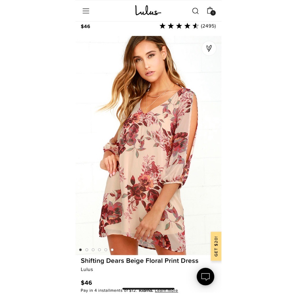 Lulu’s Shifting Dears Beige Floral Dress